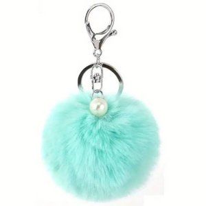 NEW Pom Poms Keychains Fluffy Ball Pompoms Keyring Faux Fur Key Chain Pendant